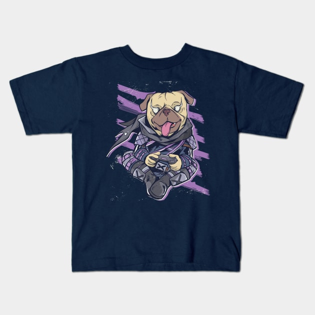 Pug Ninja Gamer Kids T-Shirt by HotspotMerchandise